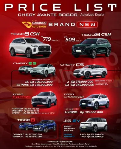 Pricelist Harga Chery tolborr(bogorouterringroad) 2025